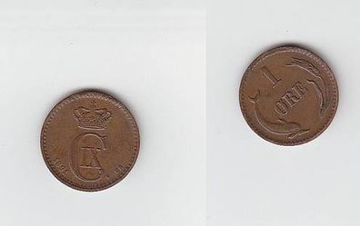 1 Öre Kupfer Münze Dänemark 1891