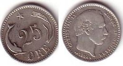 25 Öre Silber Münze Dänemark 1891