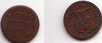 1 Centime Kupfer Münze Frankreich Lane 7 A