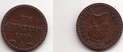 1Centime Kupfer Münze Frankreich 1849 A