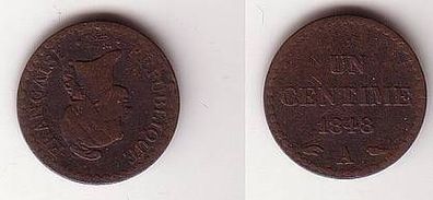 1 Centime Kupfer Münze Frankreich 1848 A