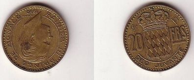 20 Francs Messing Münze Monaco 1950
