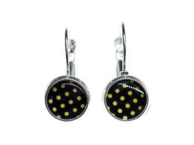 Polka Dots Cabochon Rockabilly Miniblings Ohrringe Pünktchen schwarz weiß Punkte