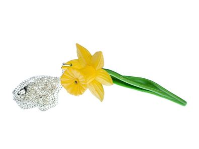 Narzisse Halskette Miniblings Blume Blumenkette Ostern 80cm Kette Osterglocke