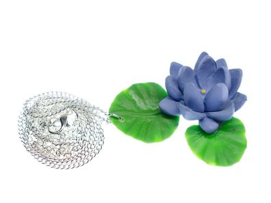Seerose Halskette Miniblings Blume Blumenkette Blumen 80cm Kette blau