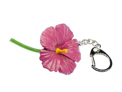 Hibiskus Schlüsselanhänger Miniblings Blume Garten Blumen Hartgummi rosa Eibisch