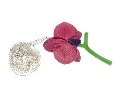 Orchidee Halskette Miniblings Blume Blumenkette Blumen 80cm Kette rosa pink