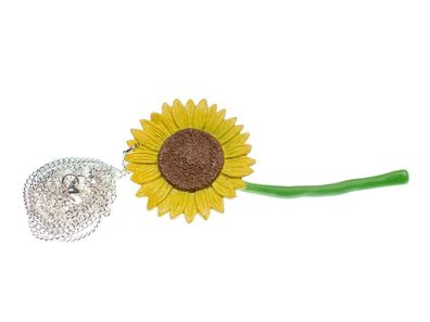Sonnenblume Halskette Miniblings Blume Blumenkette Blumen 80cm Kette gelb