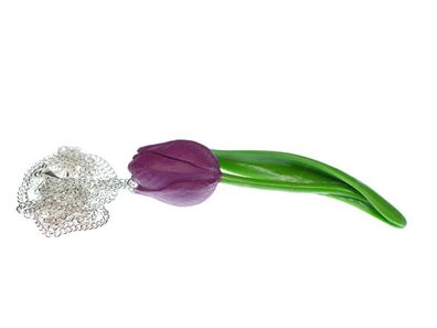 Tulpe Halskette Miniblings Blume Blumenkette Blumen 80cm Kette lila violett