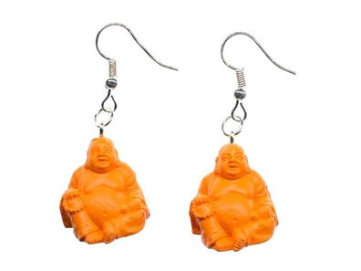 Buddha Yoga Ohrringe Meditation Miniblings Tibet Buddhismus orange Gummi 20mm