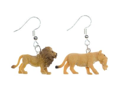 Löwenpaar Ohrringe Miniblings Löwe Löwin Safari Afrika Raubkatze Katze Gummi