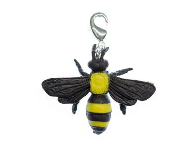 Biene Charm Anhänger Miniblings Bettelarmband Tiere Tier Gummi gelb Bienchen