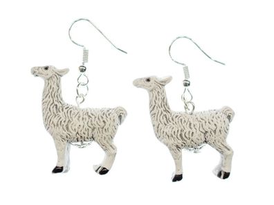 Alpaka Alpacca Ohrringe Miniblings Lama Wolle Keramik 30mm Peru Kinderohrringe
