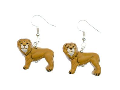 Löwenpaar Ohrringe Miniblings Löwe Löwin Afrika Raubkatze Tier Keramik 21mm