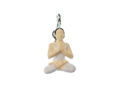 Yoga Frau Lotussitz Charm Anhänger Yoga Miniblings Buddhismus Meditation Keramik