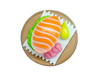 Sushiteller Brosche Miniblings Japan Sushiplatte Sushi Fisch Teller rund braun