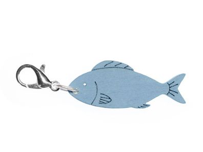 Fische Charm Miniblings Anhänger Bettelarmband Fisch Charms Holz dunkelblau