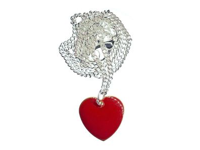 Herz Kette Halskette Miniblings Herzkette Valentinstag Liebe Emailliert rot 45cm