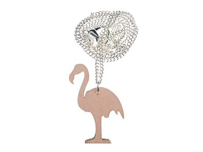Flamingo Kette Halskette Miniblings Vogel Sommer Party Vogelkette Holz rosa 45cm