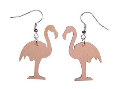 Flamingo Ohrringe Miniblings Hänger 37mm Sommer Party Vogel Kinder Holz rosa