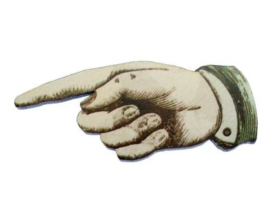 Zeigefinger Brosche Miniblings Anstecknadel Finger Hand Holz bedruckt 67mm