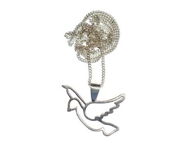 Taube Kette Halskette 45cm Vogel Friedenstaube Peace Echtsilber 925 Silber Sterling