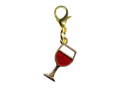 Weinglas Charm Miniblings Anhänger Bettelanhänger Rotwein Wein golden 16mm