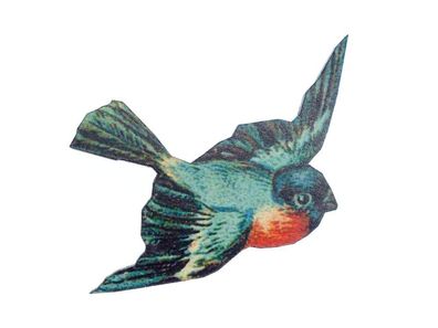 Rotkehlchen Brosche Miniblings Broschen Vogelbrosche Vogel Holz bedruckt blau