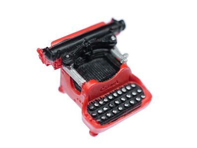 Schreibmaschine Brosche Miniblings Anstecker Anstecknadel Schriftsteller rot