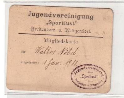 41453 Mitgliedskarte Jugendvereinigung Breitenborn 1913
