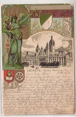 21/12 Präge Ak Leipzig neues Rathaus 1901