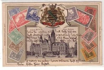21/20 Präge Briefmarken Ak Leipzig neues Rathaus 1904