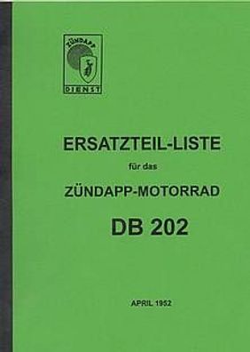 Ersatzteilliste für das Zündapp Motorrad DB 202, Oldtimer, Klassiker