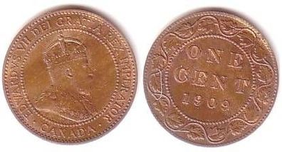 1 Cent Kupfer Münze Kanada 1909