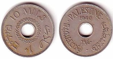 10 Mils Nickel Münze Palästina 1940