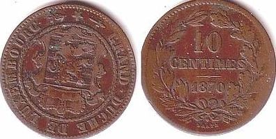 10 Centimes Kupfer Münze Luxemburg 1870