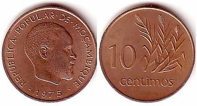 10 Centimos Kupfer Münze Mosambik 1975