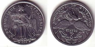 2 Francs Aluminium Münze Neu Kaledonien 1995