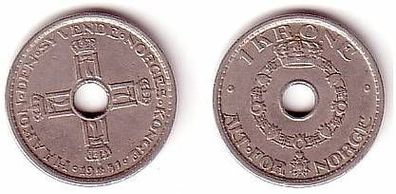 1 Krone Nickel Münze Norwegen 1951