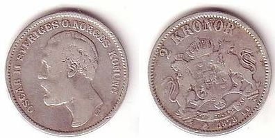 2 Kronor Silber Münze Norwegen 1878