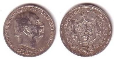 1 Perper Silber Münze Montenegro 1914