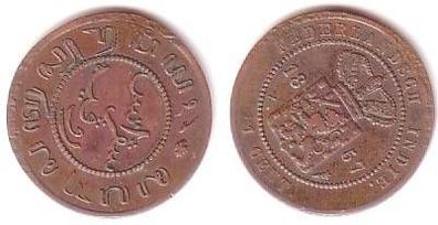 1 Cent Kupfer Münze Niederländisch Indien 1857