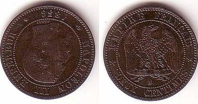 2 Centimes Kupfer Münze Frankreich 1856
