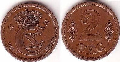 2 Öre Kupfer Münze Dänemark 1914
