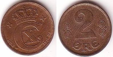 2 Öre Kupfer Münze Dänemark 1919