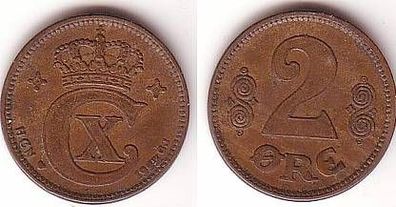 2 Öre Kupfer Münze Dänemark 1923