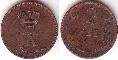 2 Öre Kupfer Münze Dänemark 1894