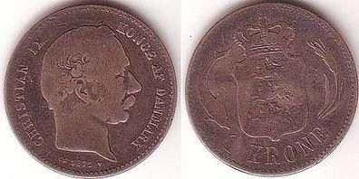 1 Krone Silber Münze Dänemark 1875