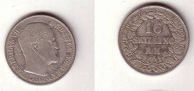 16 Skilling Silber Münze Dänemark 1856