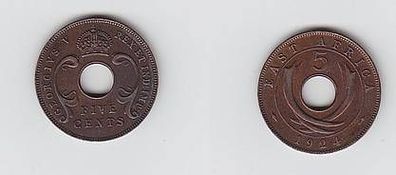 5 Cents Kupfer Münze Britisch Ostafrika 1924